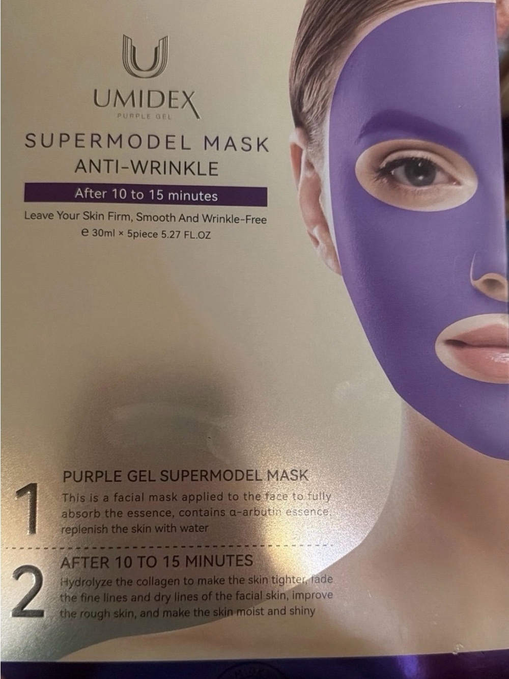 Umidex SuperModel Mask Anti-Wrinkle With Moisturizer 5 piece New Sealed